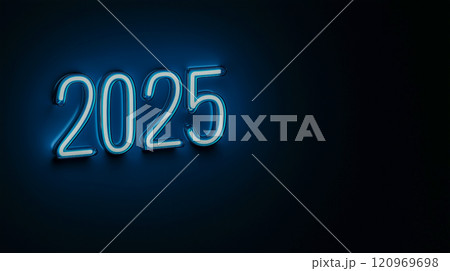 モダンなネオンタイポグラフィ「2025」 モダンなネオンタイポグラフィ「2025」 120969698