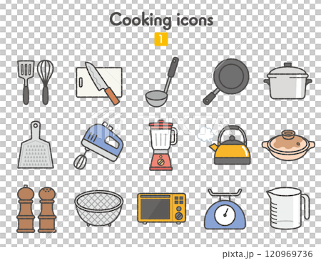 Cooking utensils icon set (color) Cooking utensils icon set (color) 120969736