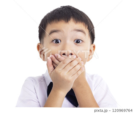 Surprised Boy Expressing Shock isolated on white Surprised Boy Expressing Shock isolated on white 120969764