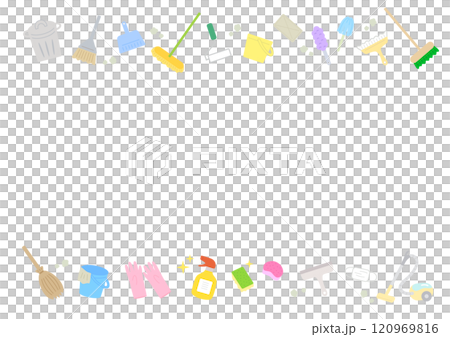 Cute cleaning tool frames (top and bottom) 120969816