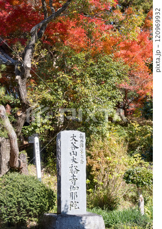 兵庫県三木市にある大谷山 大谿寺 伽耶院（だいけいじきゃらいん）境内の紅葉 120969932