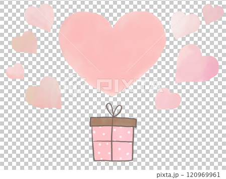 プレゼントとたくさんのハートのイラスト プレゼントとたくさんのハートのイラスト 120969961