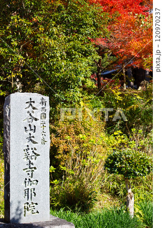 兵庫県三木市にある大谷山 大谿寺 伽耶院(だいけいじきゃらいん)入口にある寺名の石碑 兵庫県三木市にある大谷山 大谿寺 伽耶院(だいけいじきゃらいん)入口にある寺名の石碑 120970237