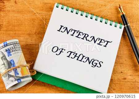 The concept of technology and development. Phrase, words, text INTERNET OF THINGS close-up The concept of technology and development. Phrase, words, text INTERNET OF THINGS close-up 120970615