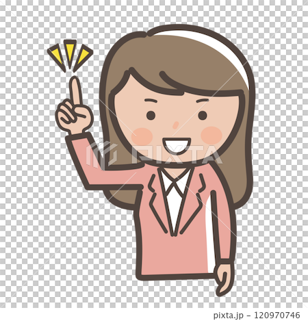 Illustration of a businesswoman explaining the points 120970746