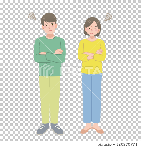 Men and women who are worried Men and women who are worried 120970771