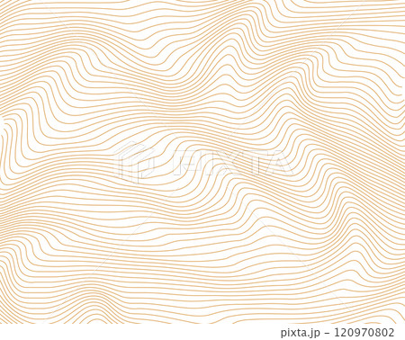 Abstract background with wavy lines. Golden and white vector pattern. 120970802