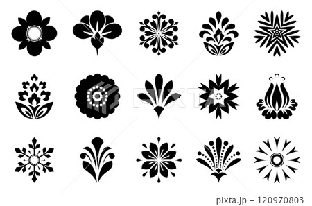 Flower icons set. Isolated elements for design. Vector graphics. Flower icons set. Isolated elements for design. Vector graphics. 120970803