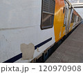 A wagon of a traditional train in India. 120970908