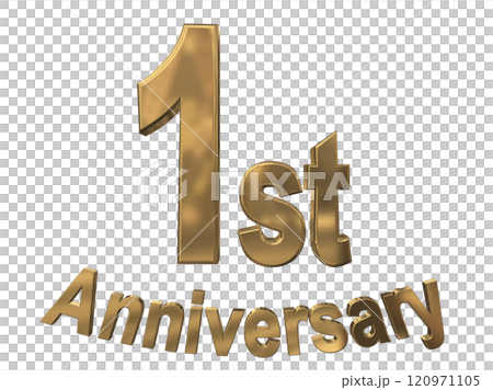 3DCG文字「1st Anniversary/1周年マークキラキラ」ゴールド,金 3DCG文字「1st Anniversary/1周年マークキラキラ」ゴールド,金 120971105