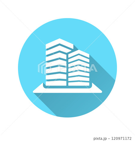 Office building flat icon with long shadow for graphic and web design. Office building flat icon with long shadow for graphic and web design. 120971172