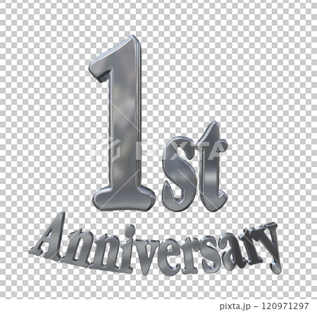 3DCG letters "1st Anniversary/1st Anniversary Mark Sparkling" Silver, Silver 3DCG letters "1st Anniversary/1st Anniversary Mark Sparkling" Silver, Silver 120971297