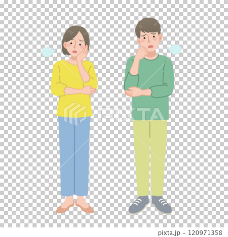 ため息をつく男女 120971358