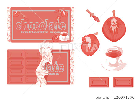 多種多様なフレーバーチョコのパッケージ 120971376