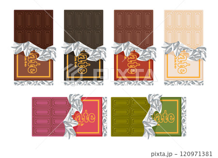 多種多様なフレーバーチョコのパッケージ 120971381