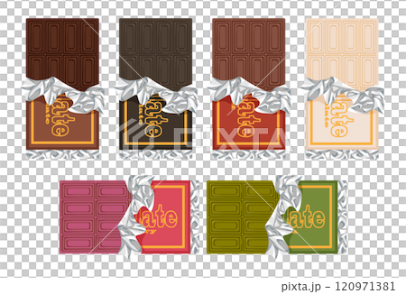 多種口味的巧克力包裝 多種口味的巧克力包裝 120971381