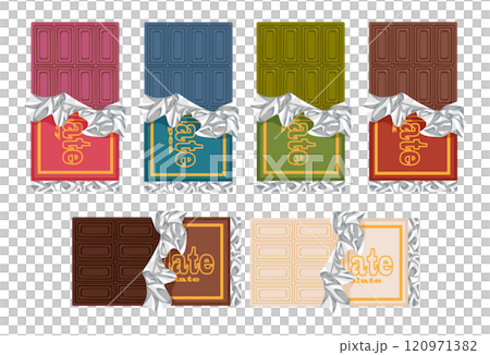 多種口味的巧克力包裝 120971382