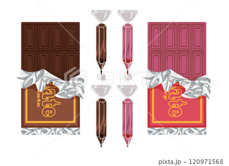 さまざまな板チョコとチョコペン 120971568