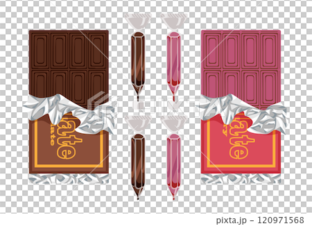 さまざまな板チョコとチョコペン 120971568
