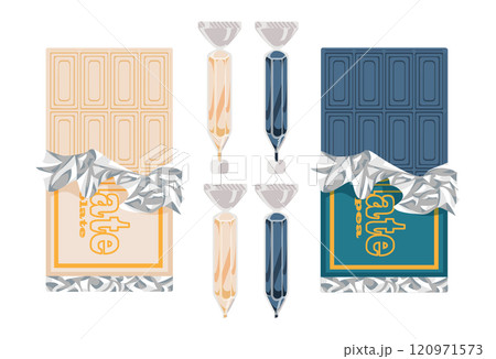 さまざまな板チョコとチョコペン さまざまな板チョコとチョコペン 120971573