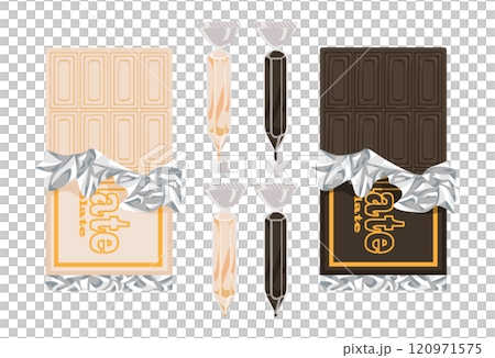 Various chocolate bars and chocolate pens Various chocolate bars and chocolate pens 120971575