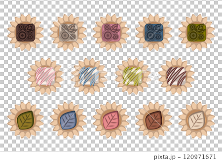 クラシカルな洋菓子セットの多彩なデザイン クラシカルな洋菓子セットの多彩なデザイン 120971671