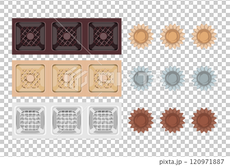 Illustration of chocolate wrapper and container 120971887