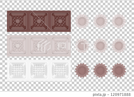 Illustration of chocolate wrapper and container 120971888