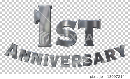 3DCG letters "1st Anniversary/1st Anniversary Mark Sparkling" Silver, Silver 3DCG letters "1st Anniversary/1st Anniversary Mark Sparkling" Silver, Silver 120972144