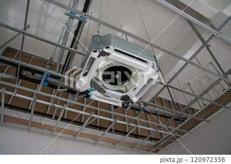install  ceiling mounted cassette type air conditioner unit install  ceiling mounted cassette type air conditioner unit 120972356
