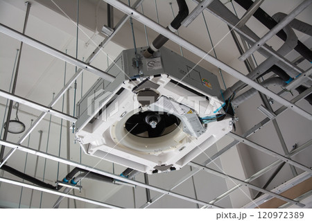install  ceiling mounted cassette type air conditioner unit 120972389