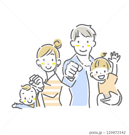 健康な4人家族 シンプルでお洒落な線画イラスト 健康な4人家族 シンプルでお洒落な線画イラスト 120972542