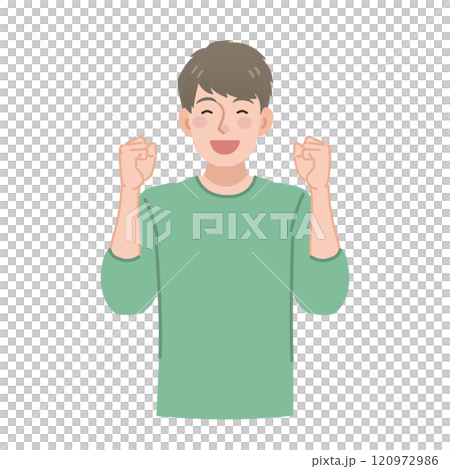 A man cheering with a smile A man cheering with a smile 120972986