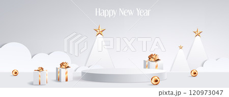 White Christmas product display setting 120973047