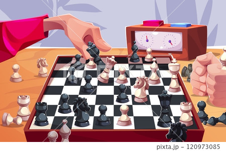 People play sport chess game on board illustration People play sport chess game on board illustration 120973085