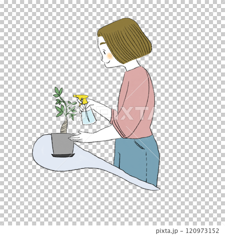 植物に水をあげる女性 120973152