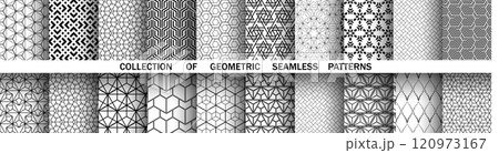 Geometric set of seamless black and white patterns. Simple vector graphics. 120973167