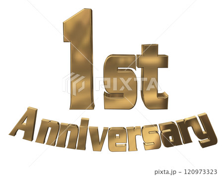3DCG文字「1st Anniversary/1周年マークキラキラ」ゴールド,金 3DCG文字「1st Anniversary/1周年マークキラキラ」ゴールド,金 120973323