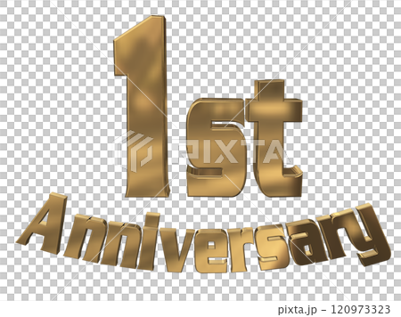 3DCG文字「1st Anniversary/1周年マークキラキラ」ゴールド,金 3DCG文字「1st Anniversary/1周年マークキラキラ」ゴールド,金 120973323