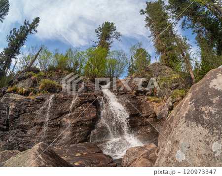 Waterfall on the mountain. 120973347