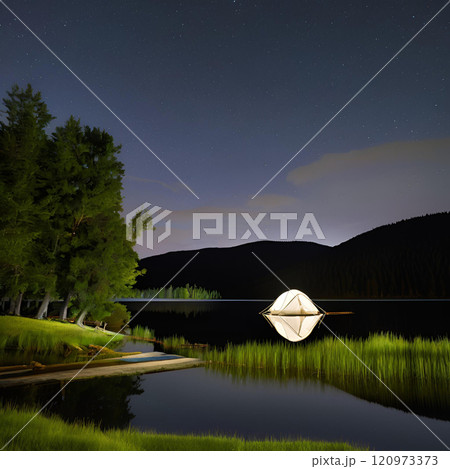 星空と湖面が織りなす静寂 星空と湖面が織りなす静寂 120973373