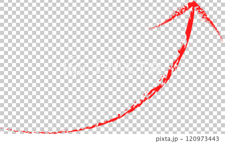 Watercolor illustration of an upward-sloping red arrow 120973443