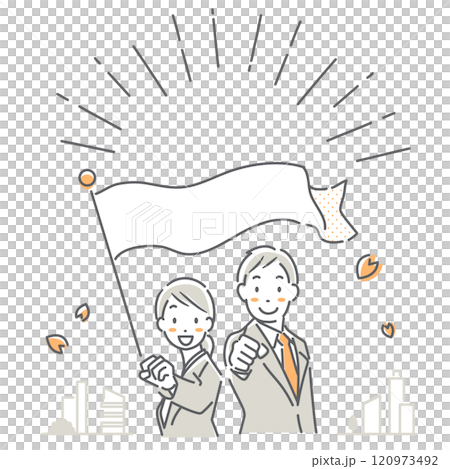 新進員工/新生活支援形象-簡單時尚的線條畫插圖 新進員工/新生活支援形象-簡單時尚的線條畫插圖 120973492