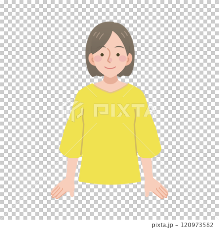 Upper body illustration of a young woman Upper body illustration of a young woman 120973582
