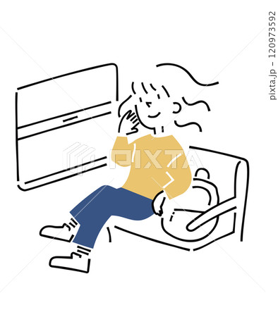 車窓から景色を見る女性旅行者 車窓から景色を見る女性旅行者 120973592