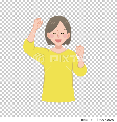 A woman who poses a gut with a smile 120973620