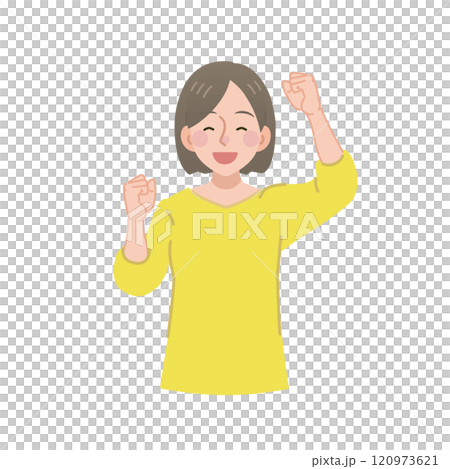 A woman who poses a gut with a smile 120973621