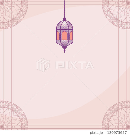 Empty Islamic Greeting Card Frame Background with Lantern and Ornament Decoration Empty Islamic Greeting Card Frame Background with Lantern and Ornament Decoration 120973637