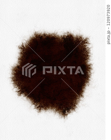 Watercolor stain. Dark brown. Coffee stain. Spreads from the center. Wet drawing. Watercolor illustration. Watercolor stain. Dark brown. Coffee stain. Spreads from the center. Wet drawing. Watercolor illustration. 120973920