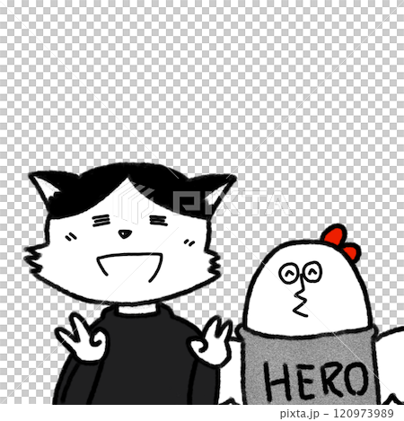 Friendly Amber Cat and Bird 120973989